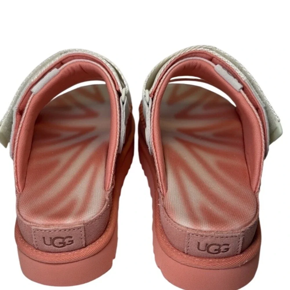UGG Women's Platform Slide Sandals in Coral Pink and Ivory